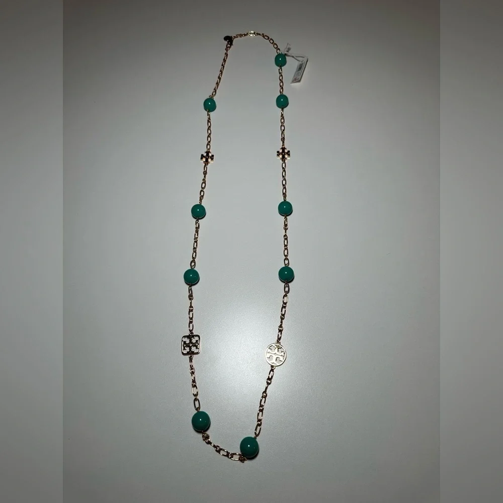 Tory burch gold and turquoise necklace. Brand new with tag and dust bag …